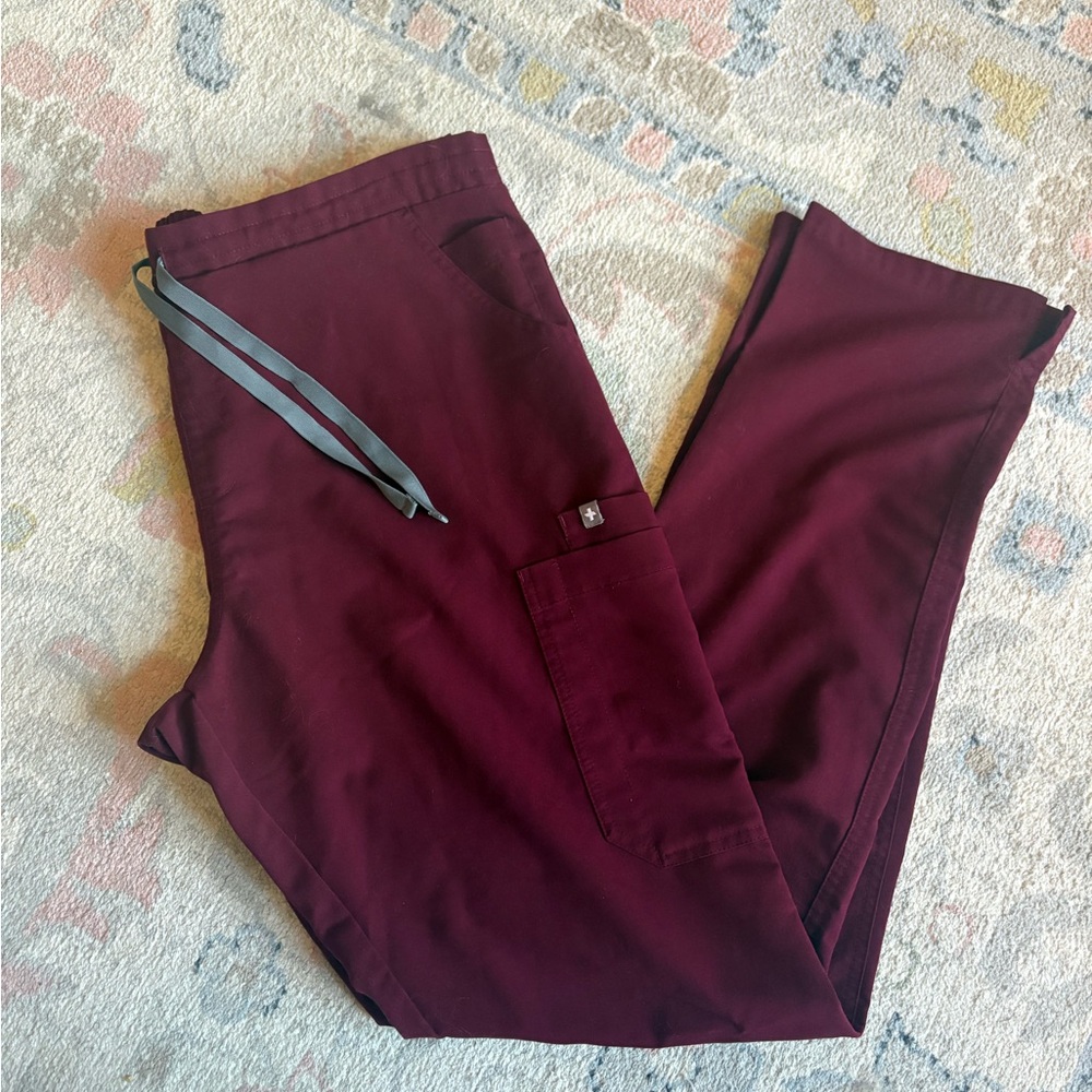 Figs Deep Burgundy Scrub Pants
